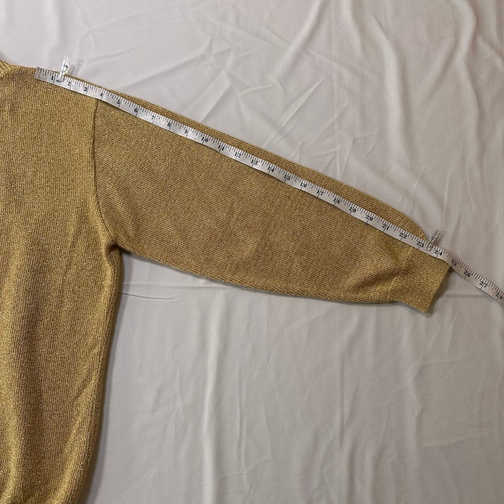 Alfred Dunner | Late 80s Gold Metallic Mock Neck Sweater | USA Made Vintage - L - Picture 8 of 10